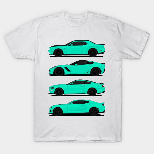 AMERICAN MUSCLE TURQUOISE T-Shirt by VENZ0LIC